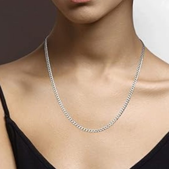 Neiman Marcus Miabella Italian Solid 925 Silver 3.5mm Diamond Cut Necklace